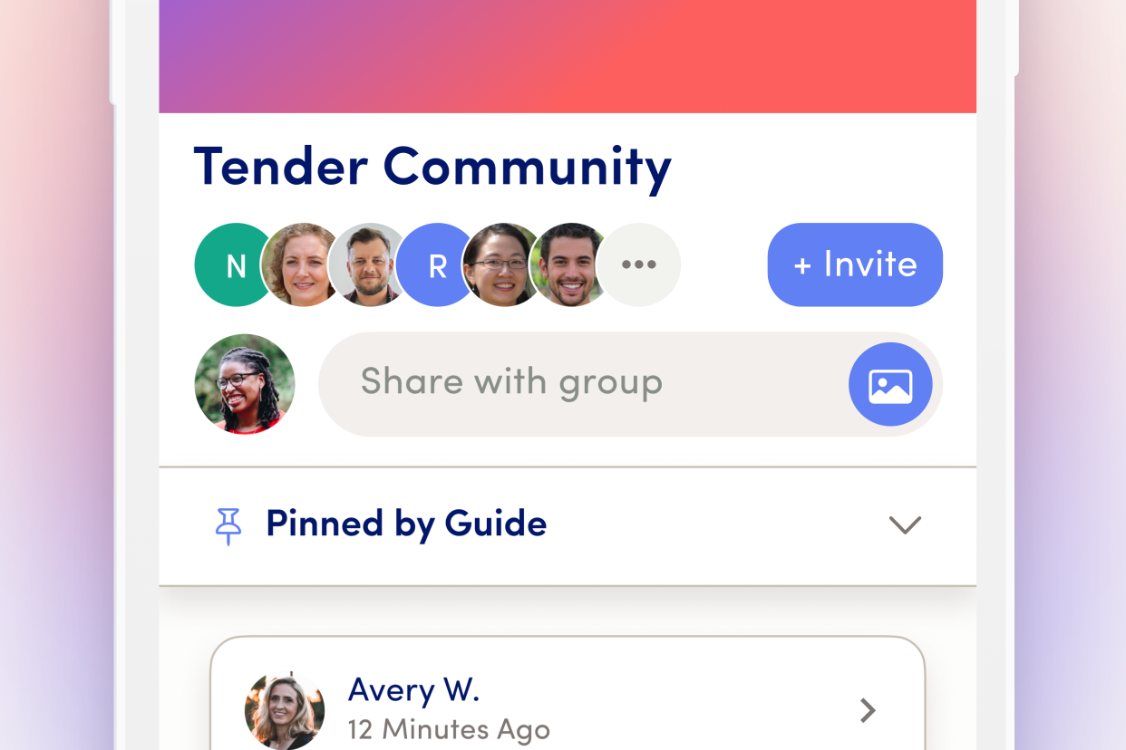 Screen shot of tendercare app community section