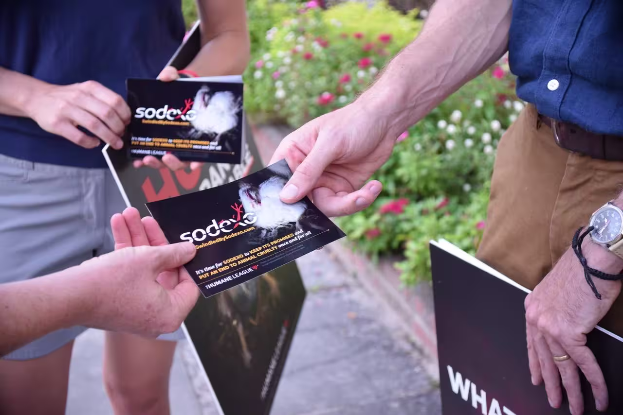 Advocates handing out Sodexo leaflets