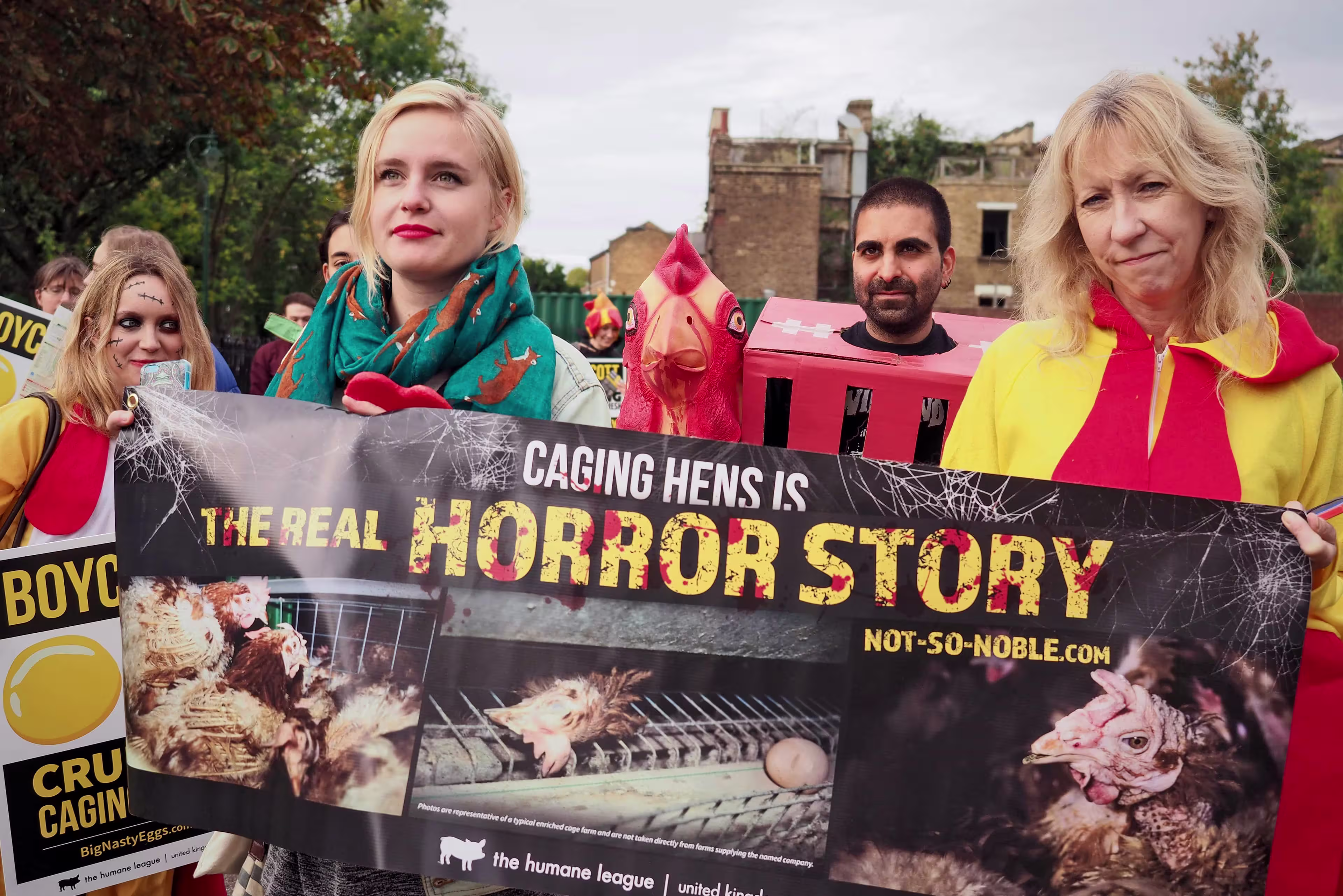 UK-noble-eggs-halloween-protest-demonstration-animal-activism-SM