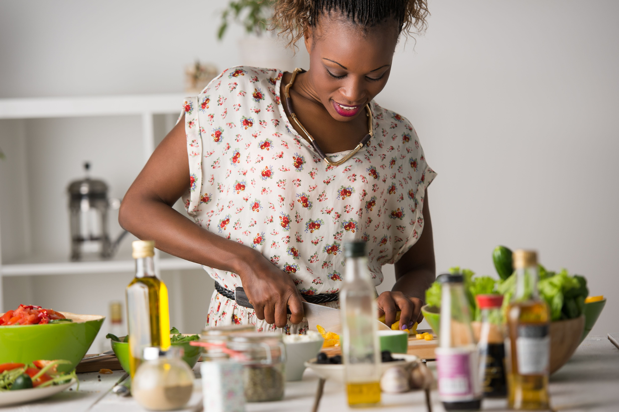 Woman cooking a plant-based meal