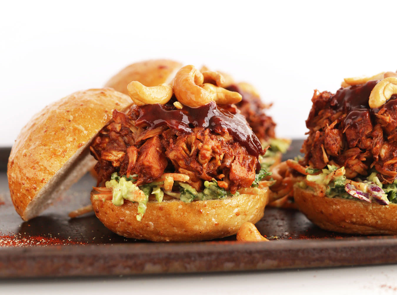 Vegan BBQ Jackfruit Sandwich with Avocado Slaw