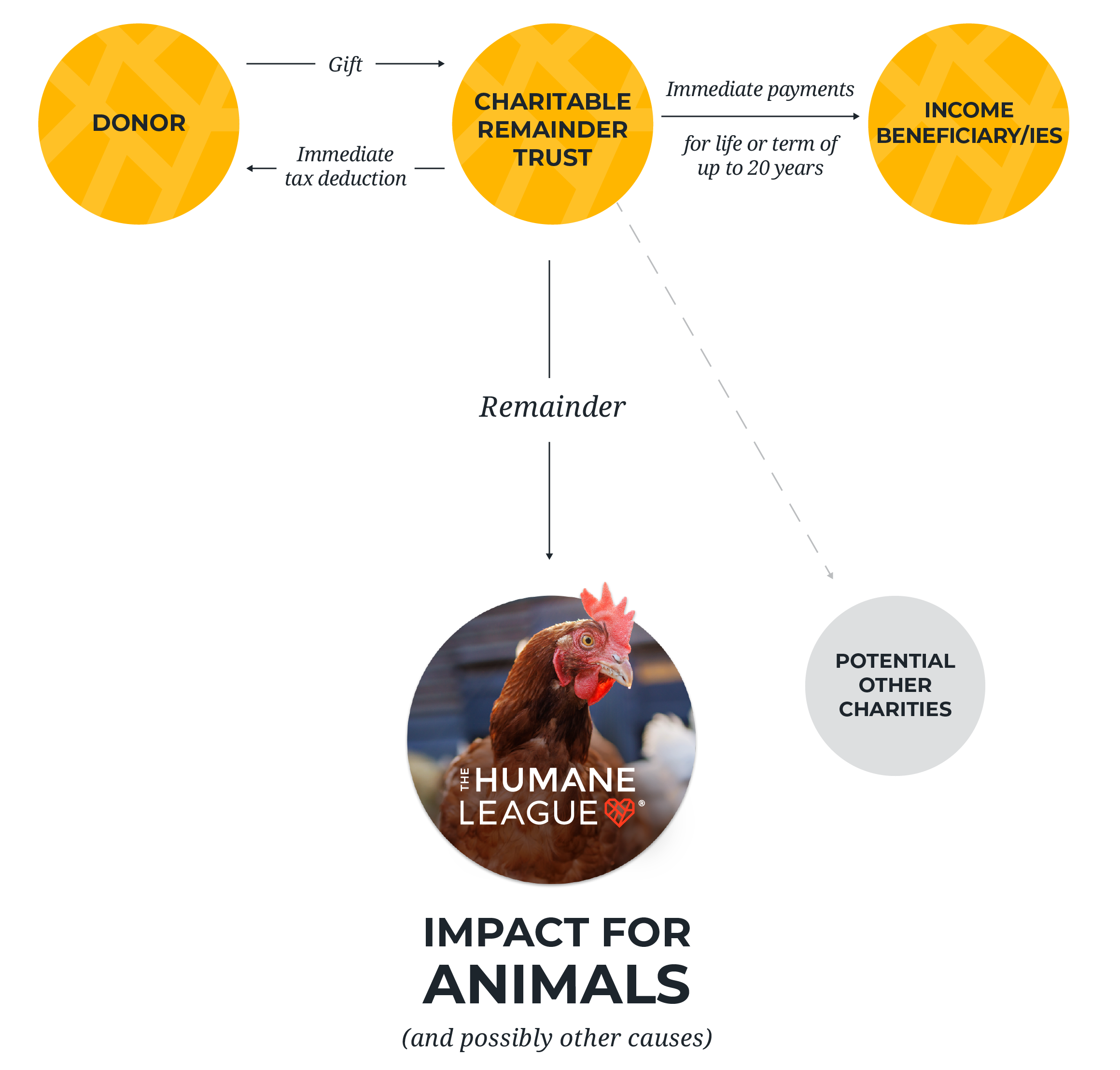 Diagram illustrating how charitable remainder trust works