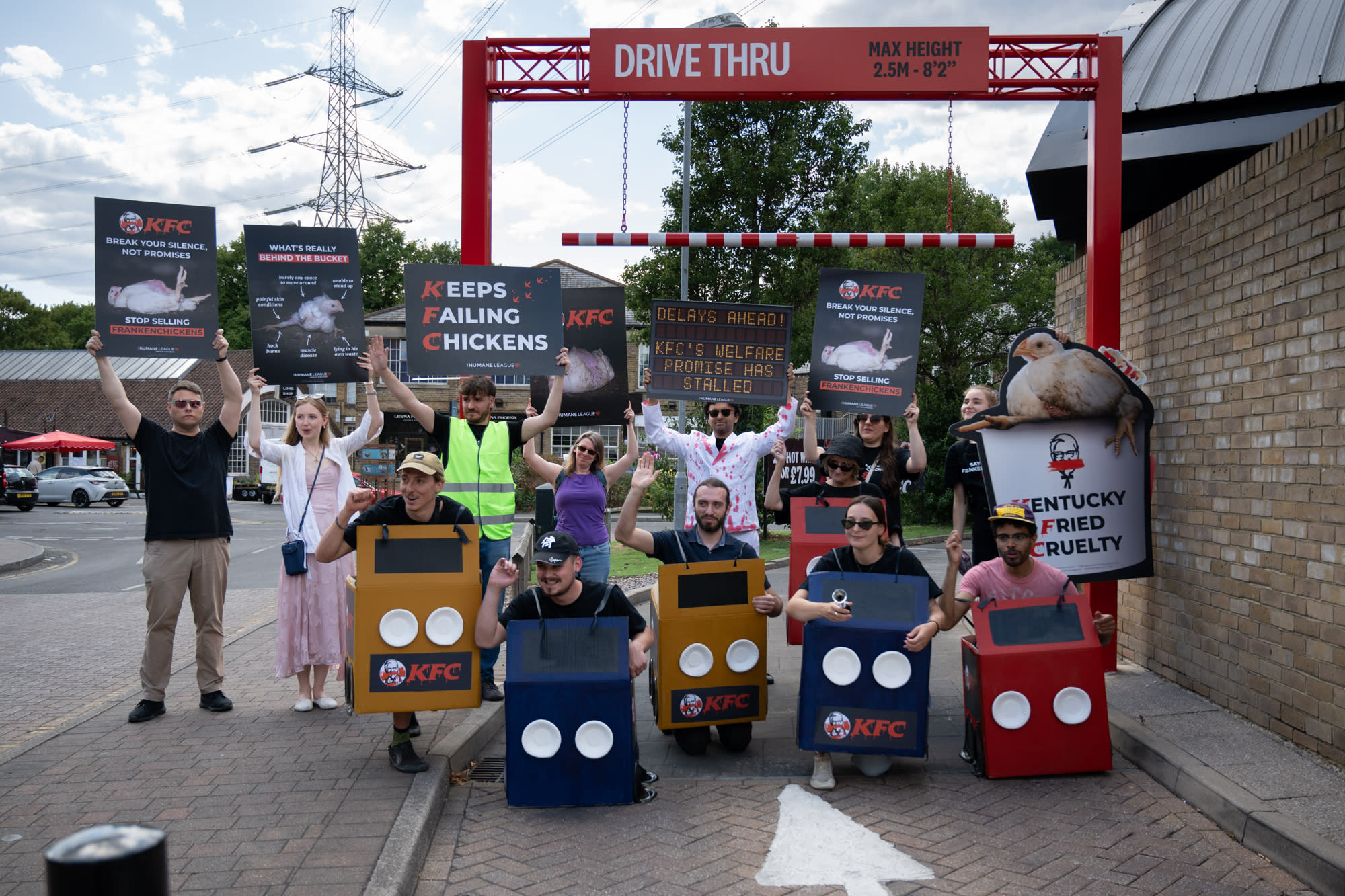 KFC drive thru protest image
