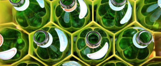 Bottles without caps viewed from above