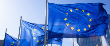 Flags with the symbol of the European Union