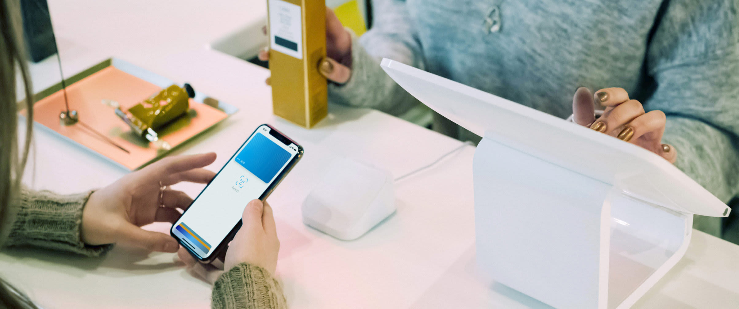 Contactless payment being used at the cashier