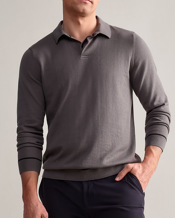 Compass Knit Long Sleeve Polo