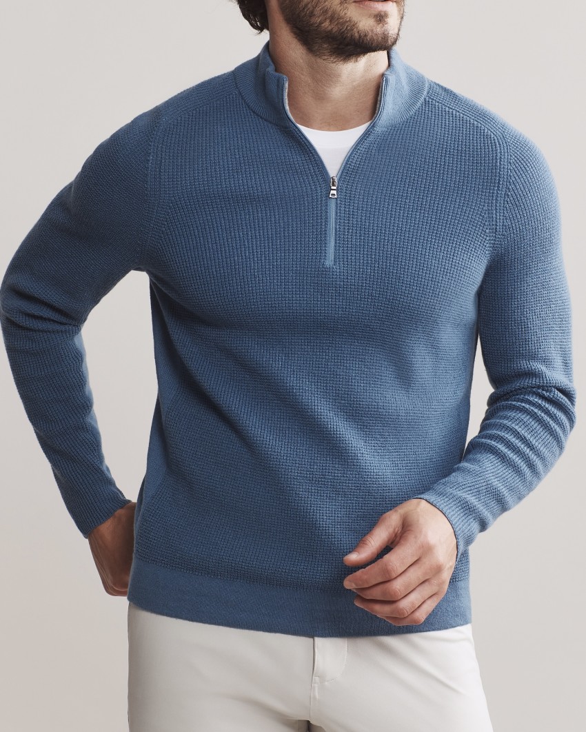 Walden Waffle Cashmere 1/4 Zip Sweater