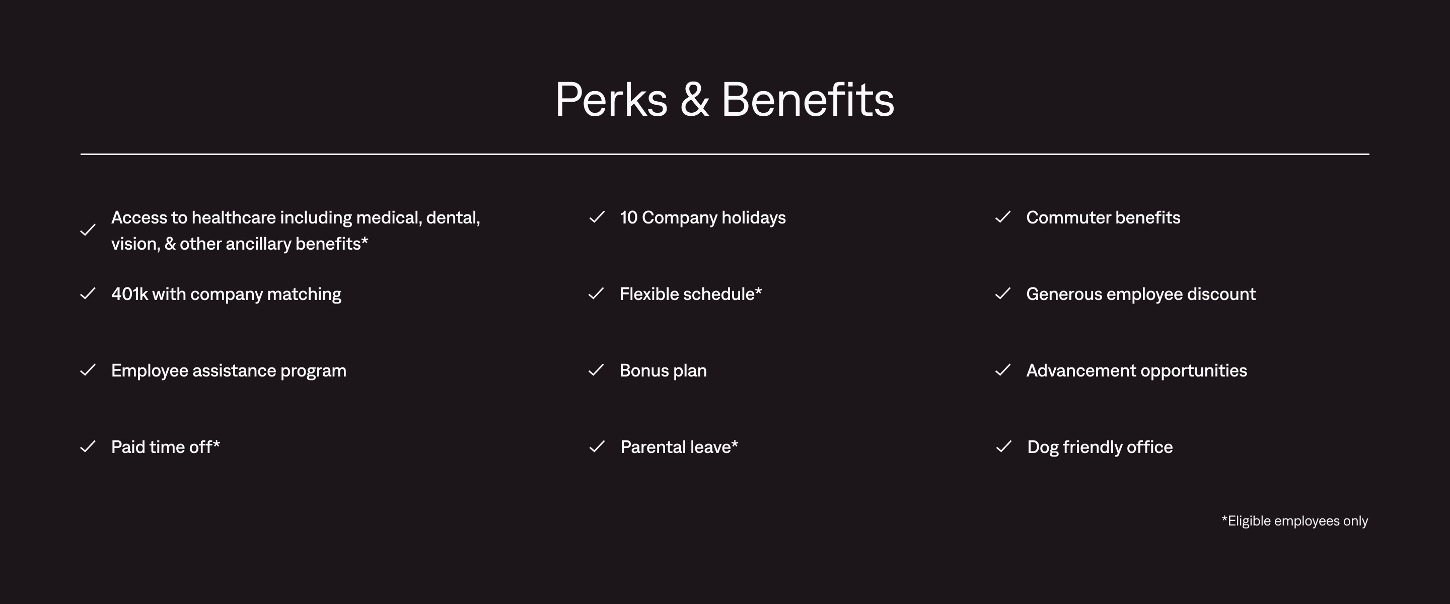 Perks and Benefits