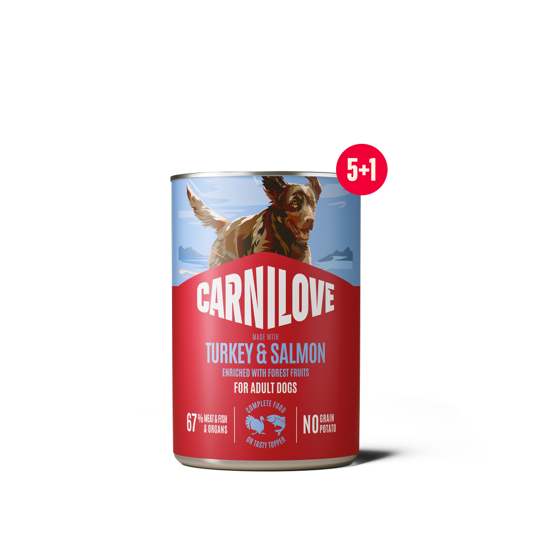 Paté CAN Food Turkey & Salmon for dogs 5+1 pack