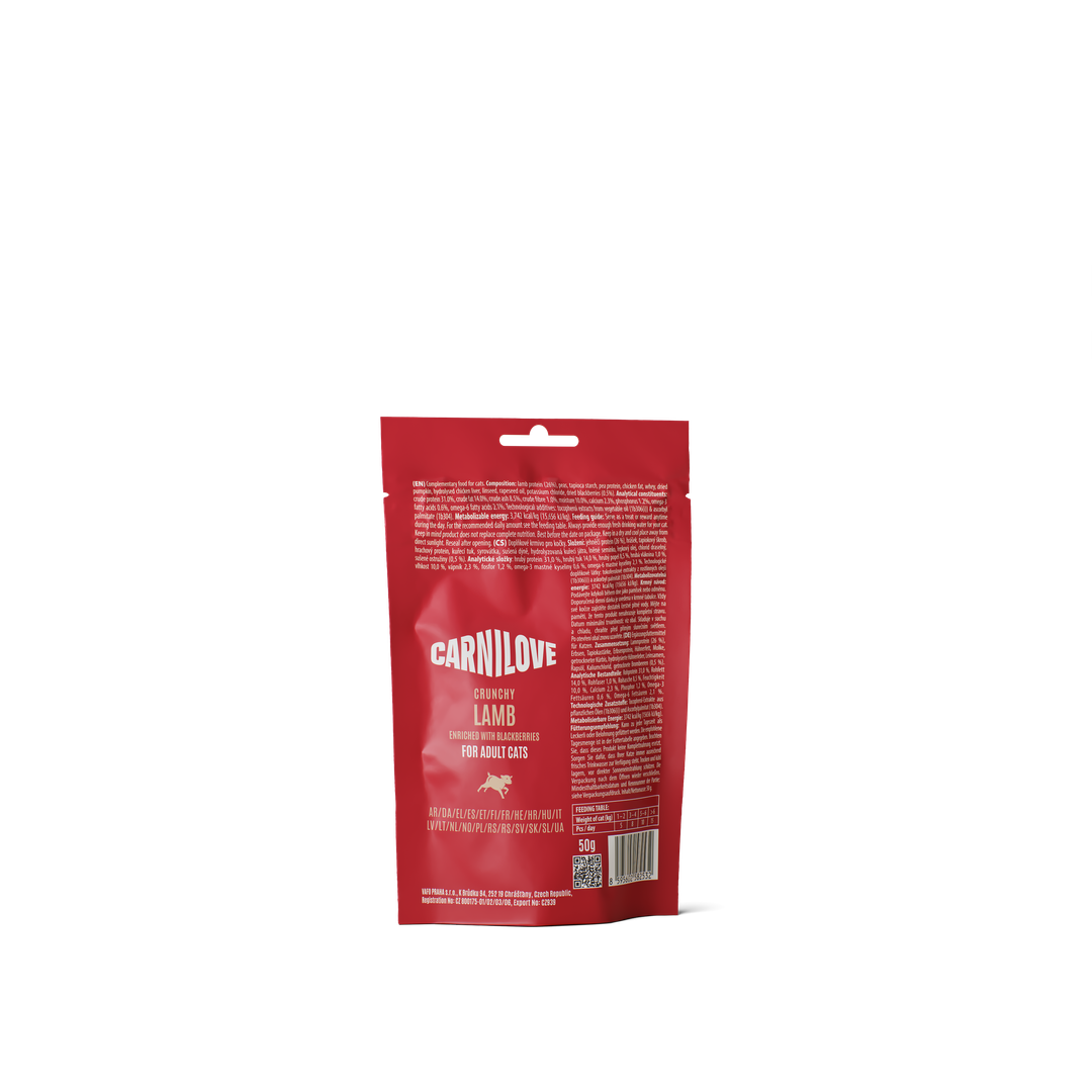 Lamb enriched with Blackberries CRUNCHY Snack for Cats 50g