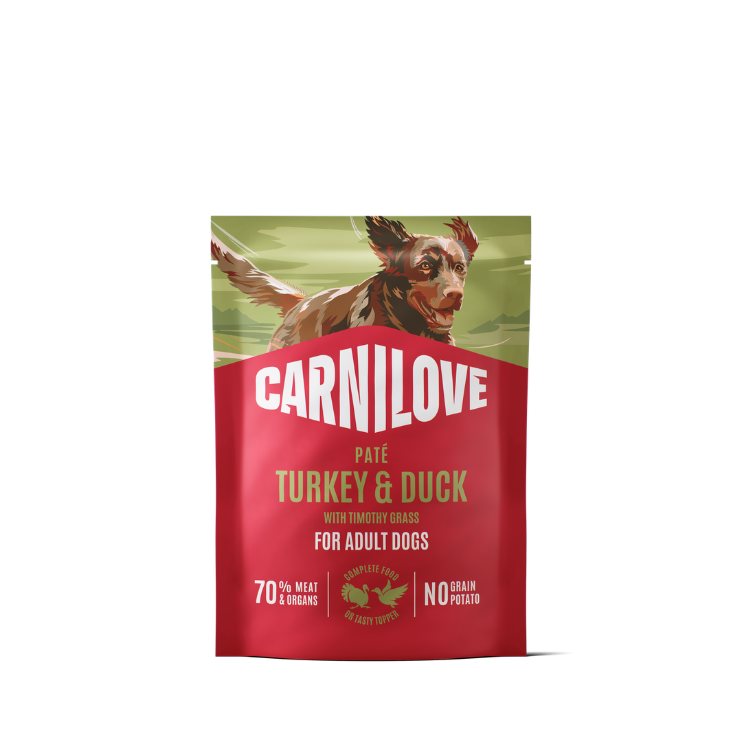 Turkey & Duck with Timothy Grass Dog POUCH Paté 300g