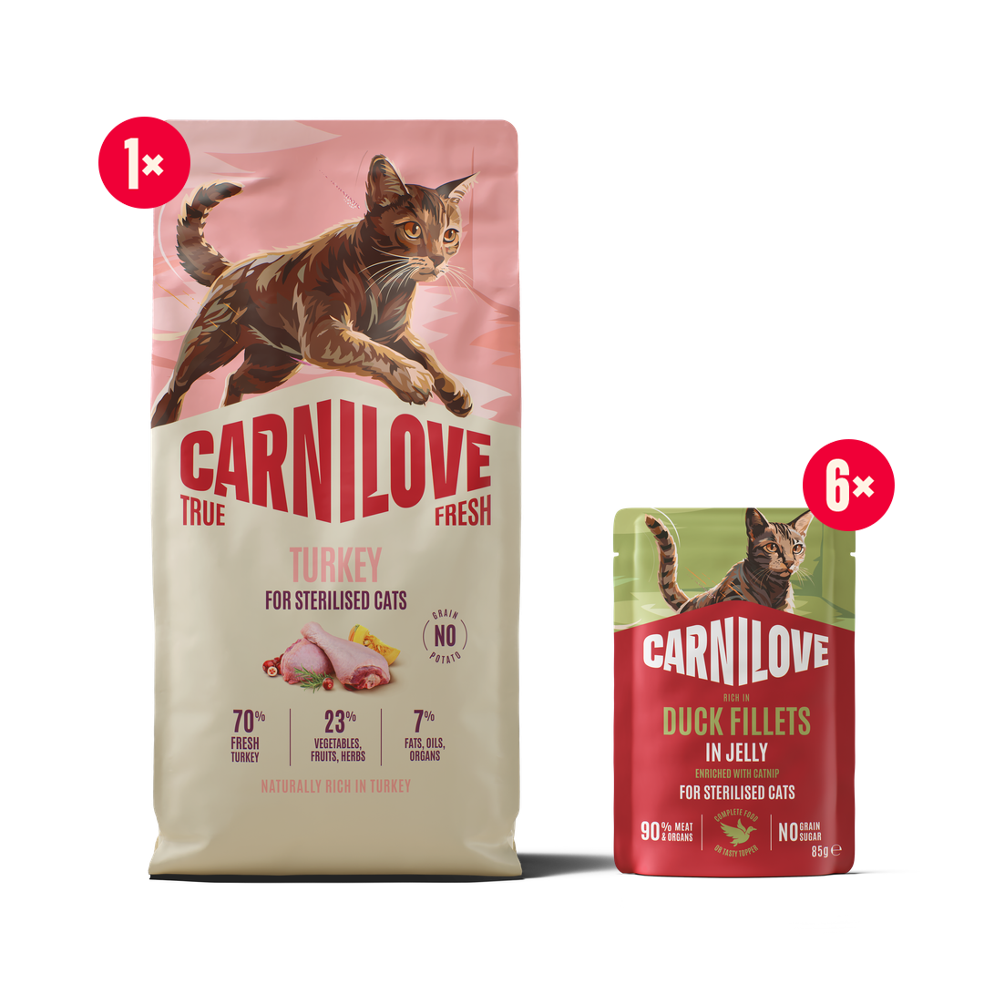 True Fresh Dry Turkey for Sterilised Cats Pack, Pakiet dla Kotów Sterylizowanych