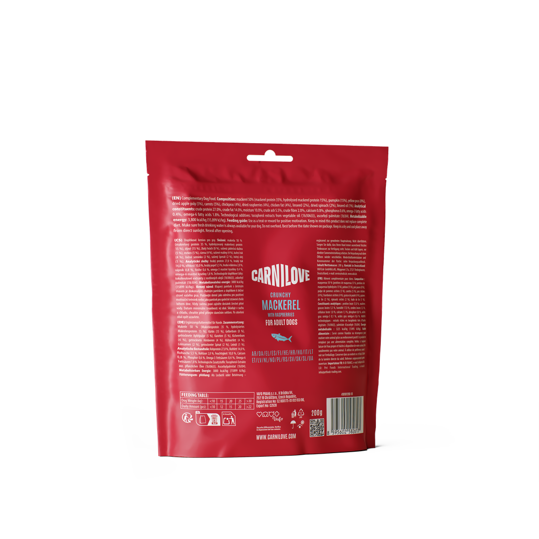 Mackerel with Raspberries CRUNCHY Snack for Dogs 200g