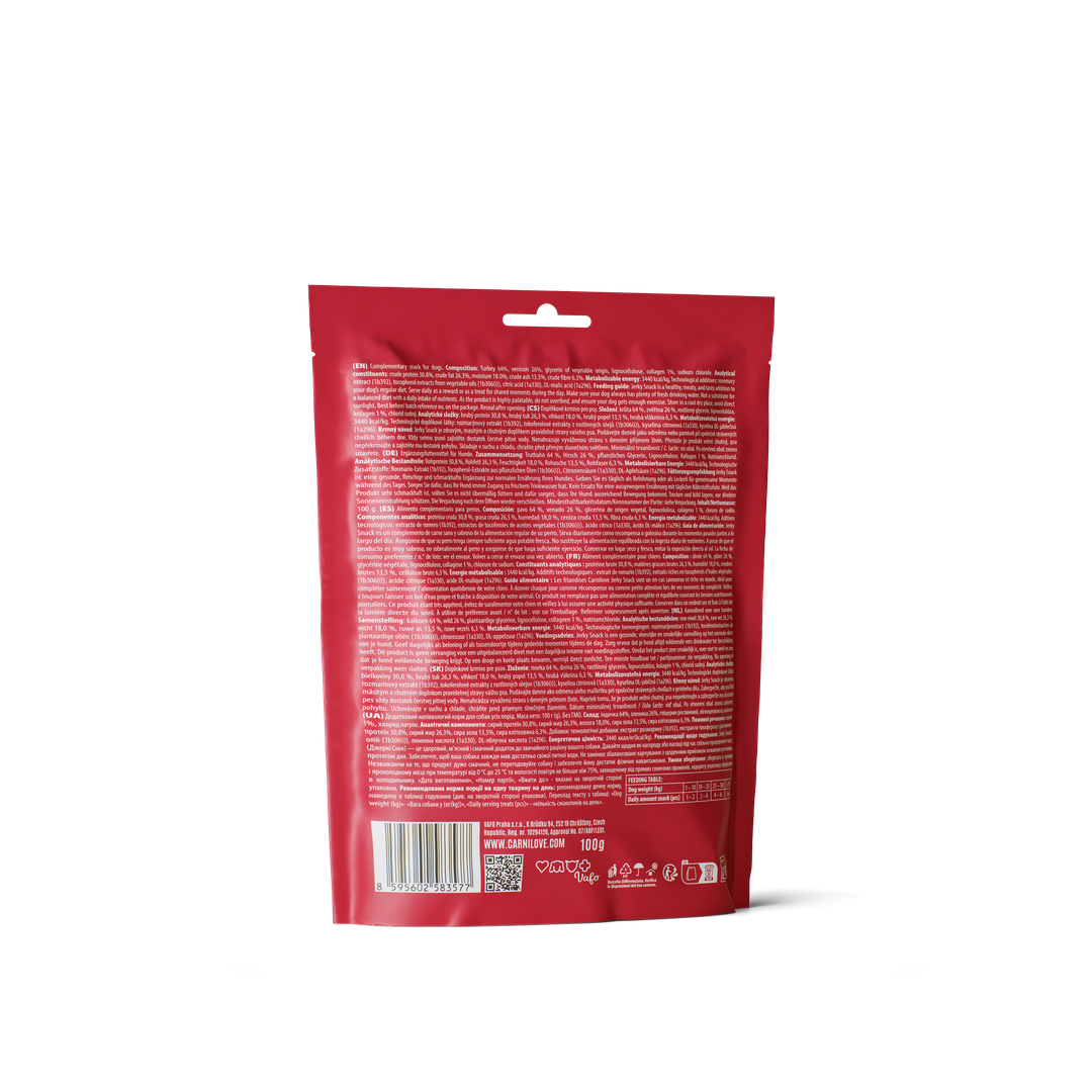 Turkey & Venison JERKY Snack for Dogs 100g