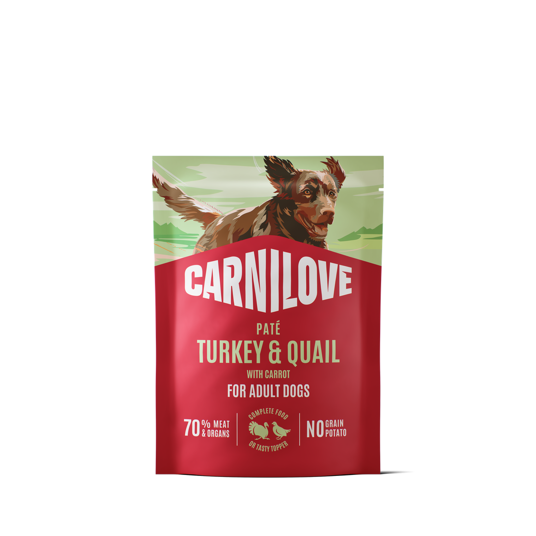 Turkey & Quial with Carrot Dog POUCH Paté 300g 