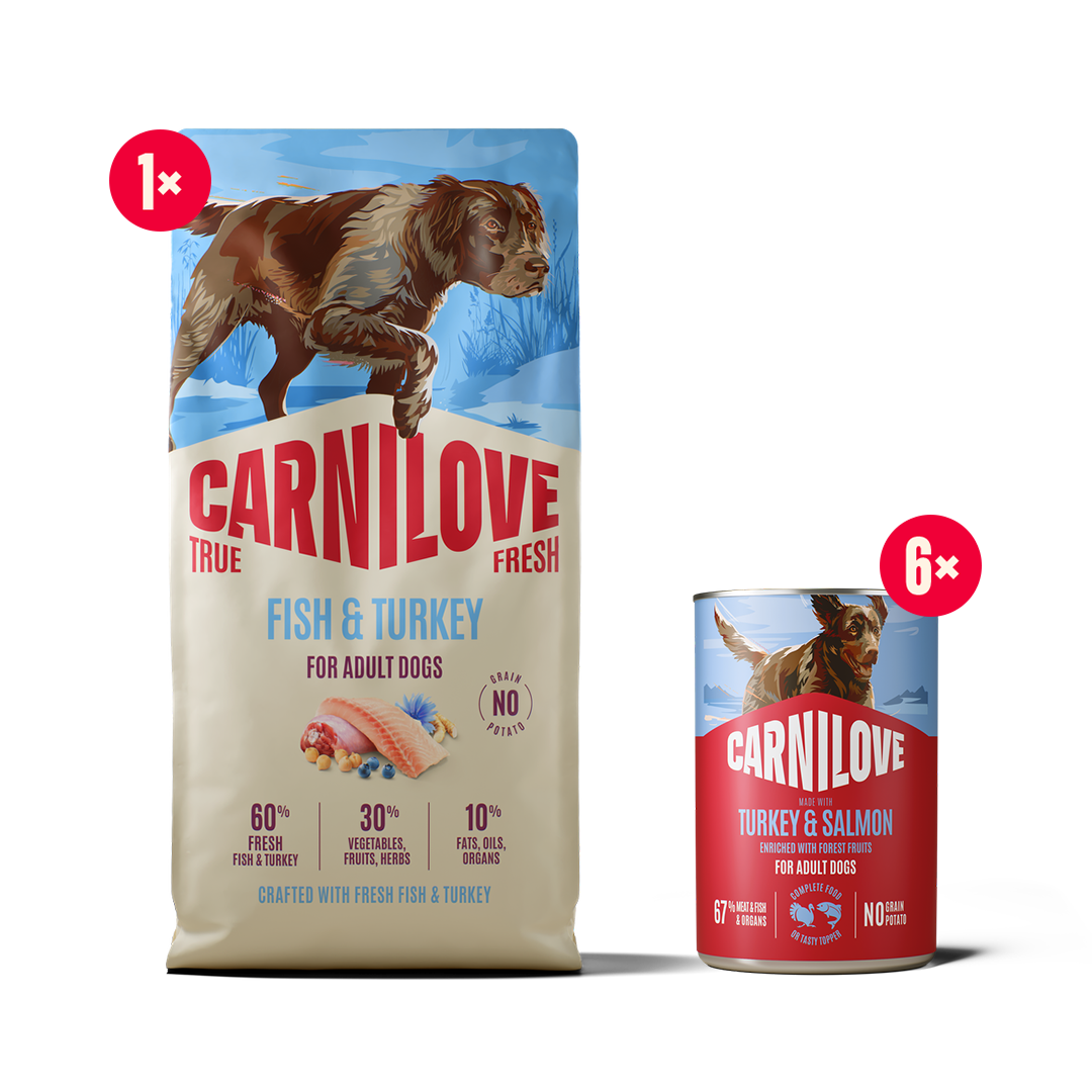 True Fresh Dry Fish & Turkey for Adult dog pack