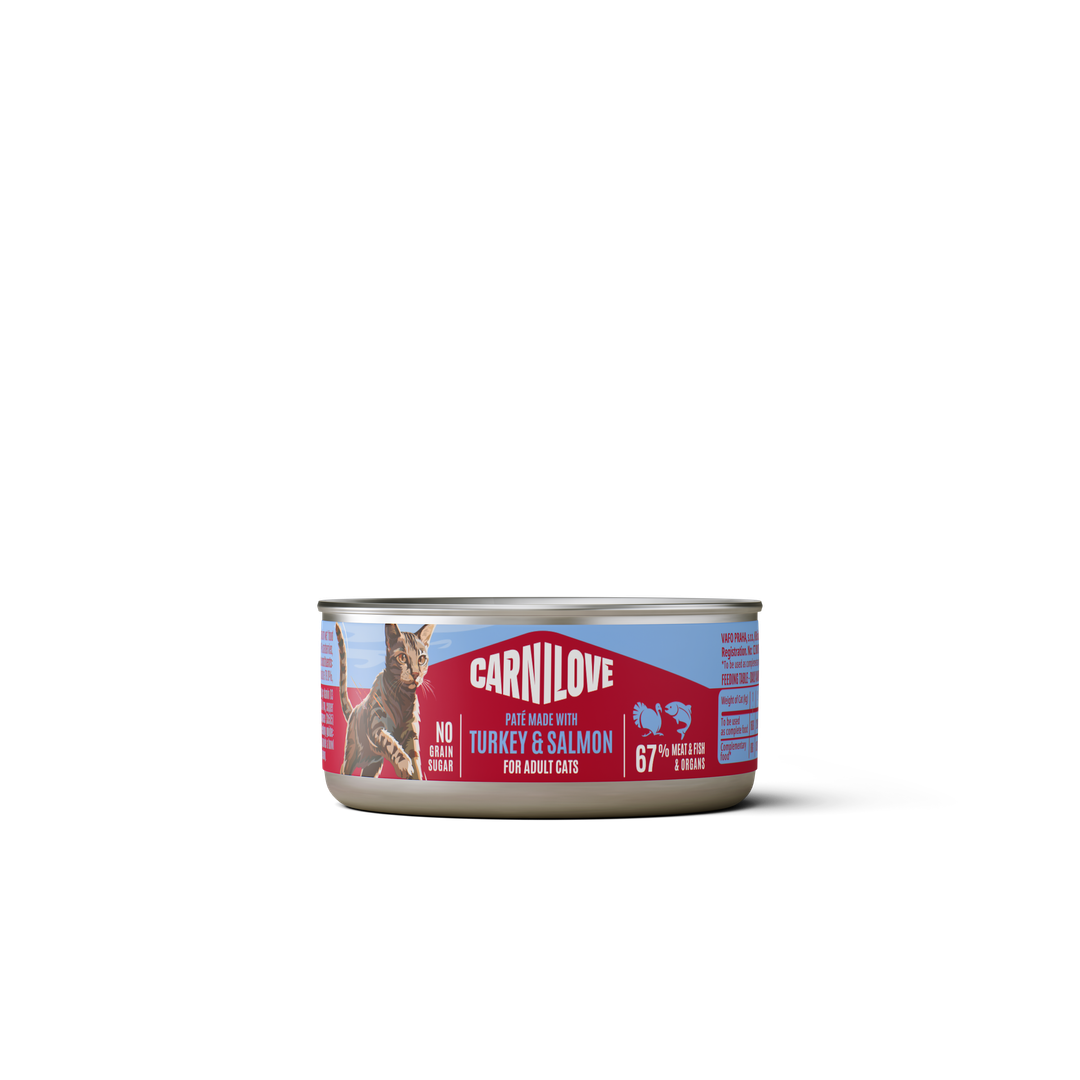 Paté CAN Food Made with Turkey & Salmon for Cats 100g