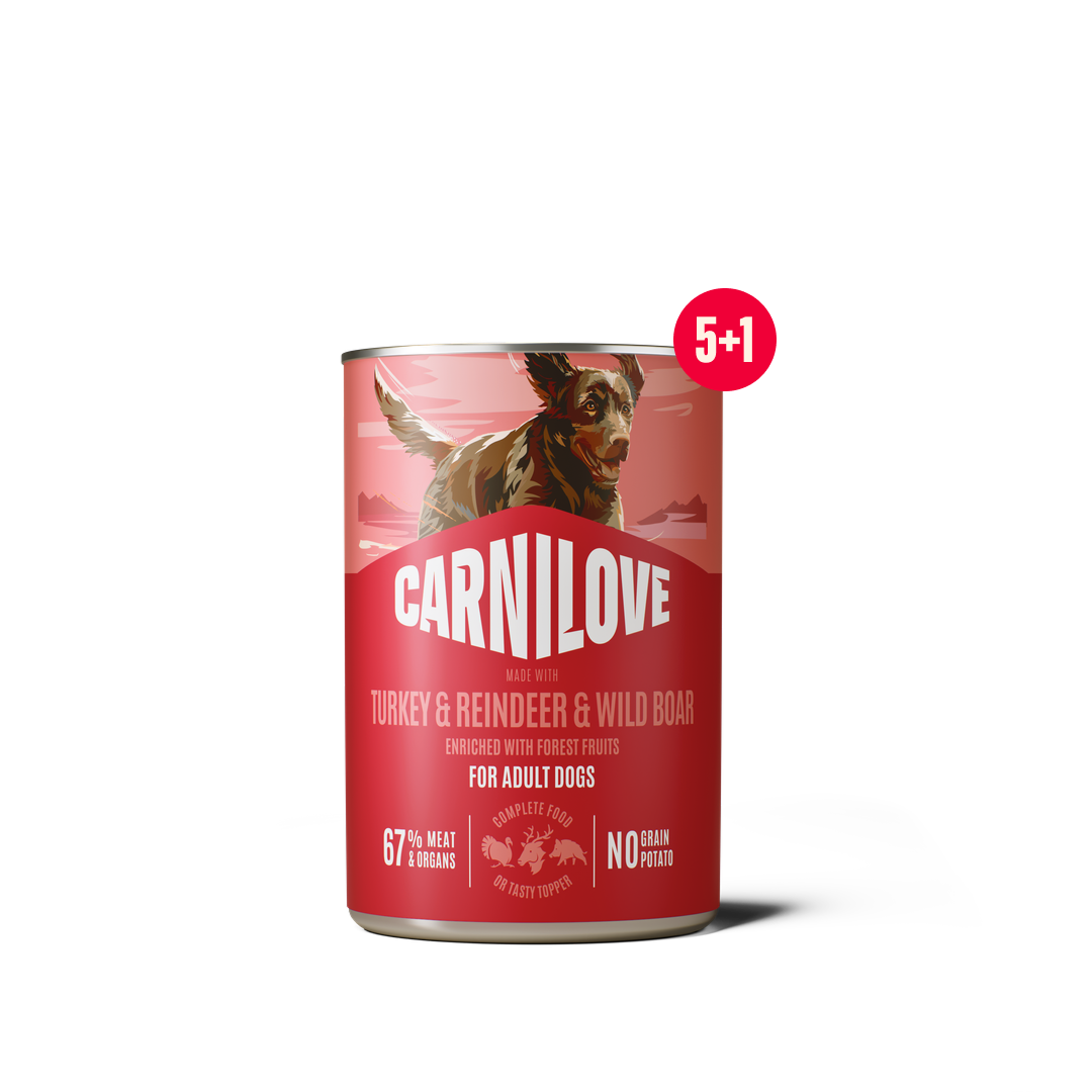 Paté CAN Food Turkey & Reindeer for dogs 5+1 pack