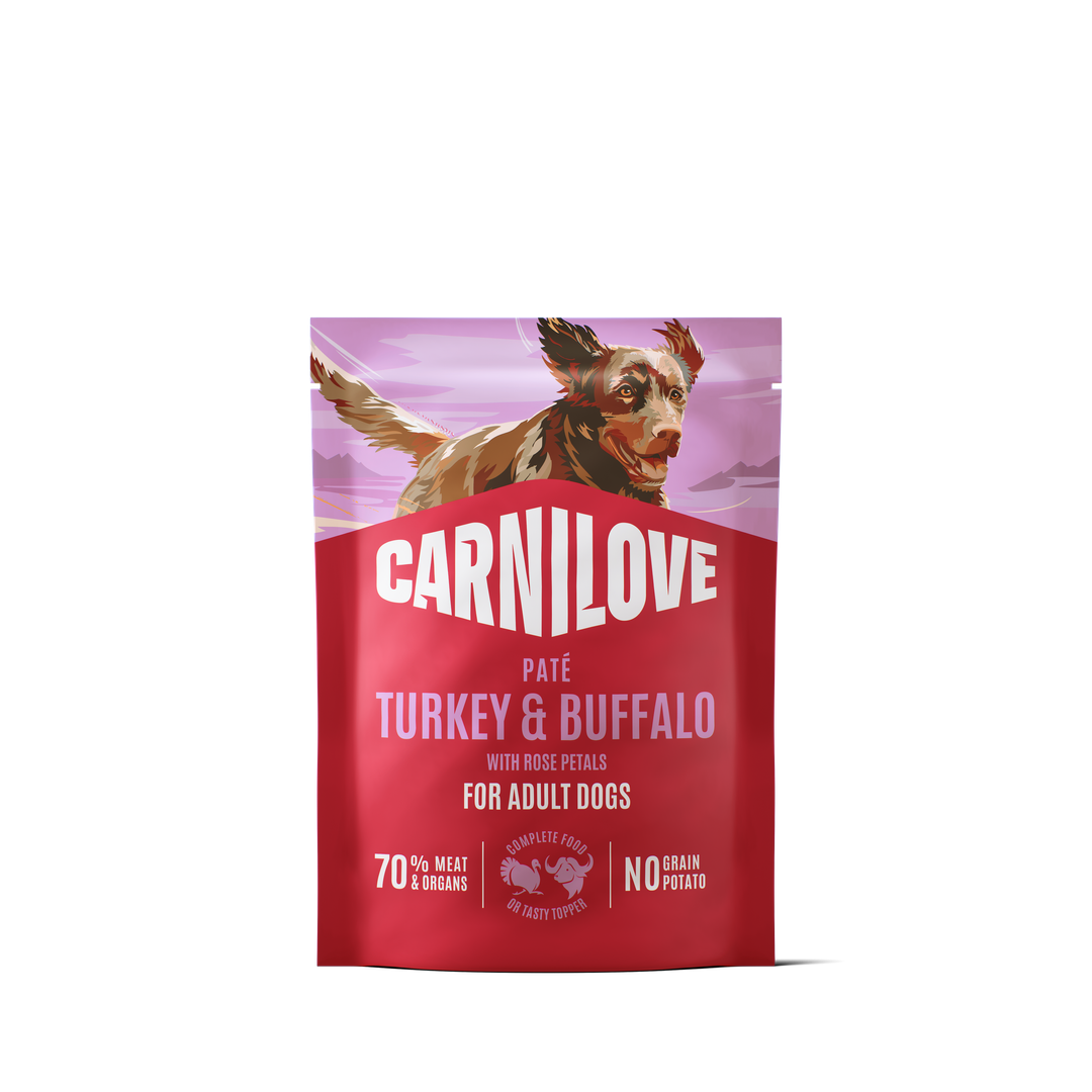 Turkey & Buffalo with Rose Petals Dog POUCH Paté 300 g