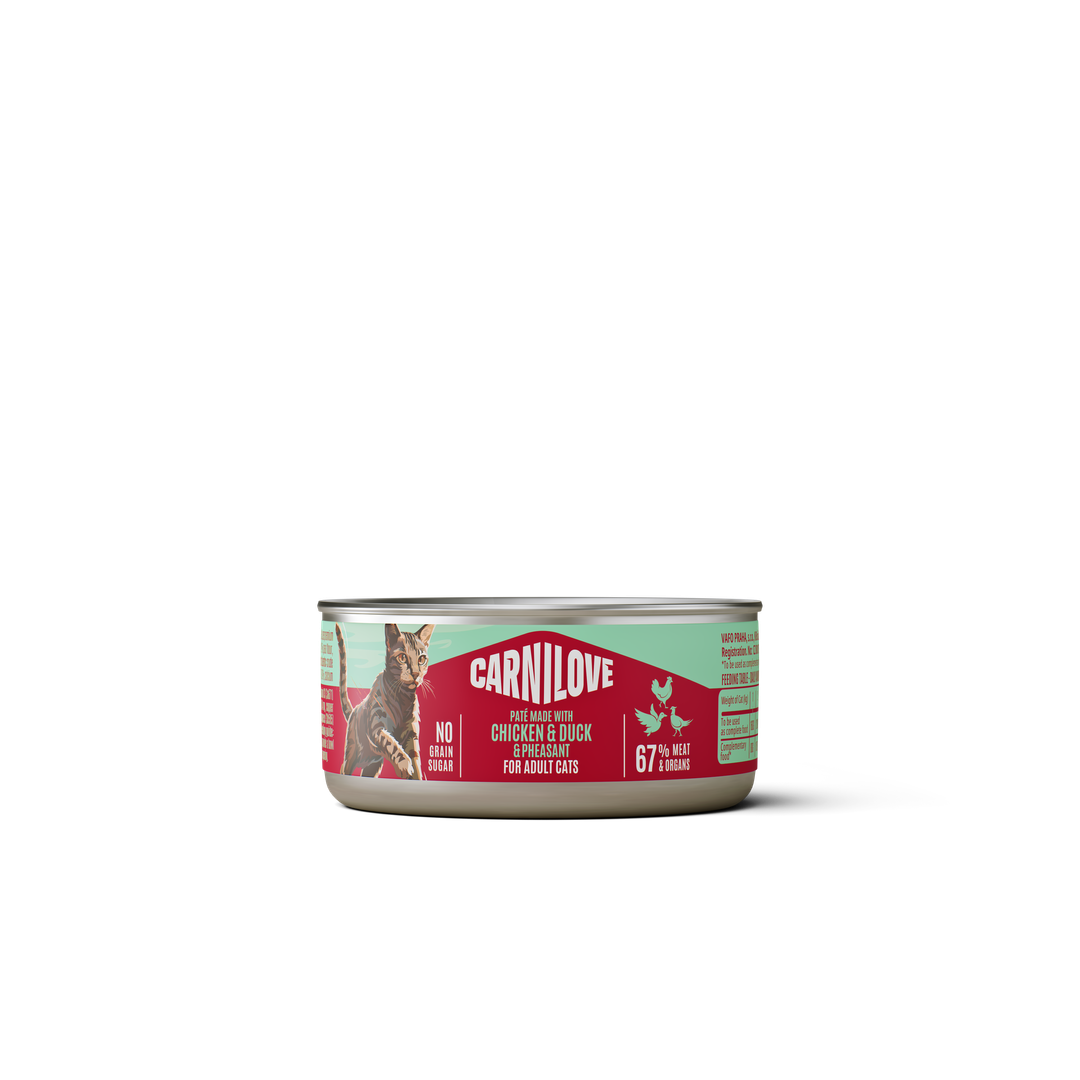 Paté CAN Food Made with Chicken, Duck & Pheasant for Cats 100g