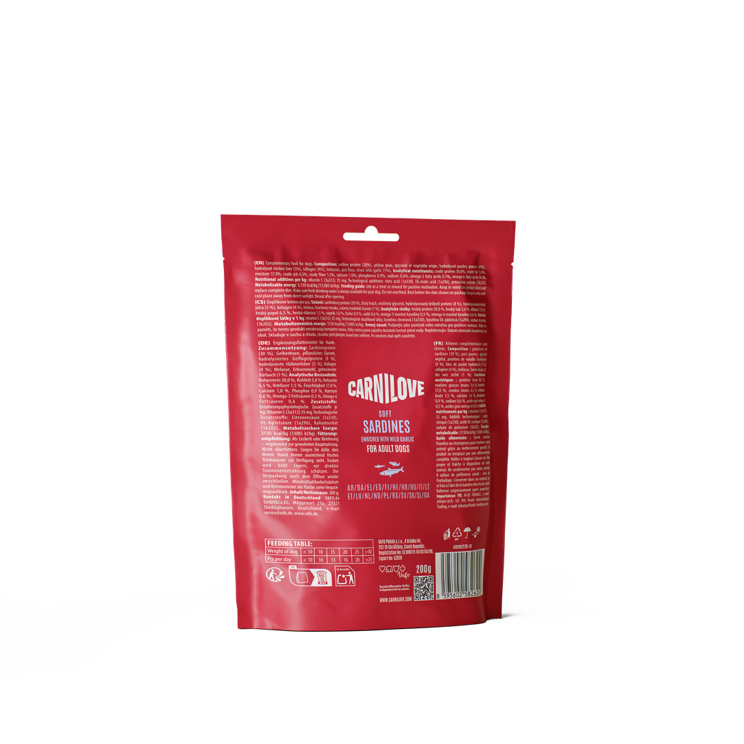 Sardines enriched with Wild Garlic SOFT Snack for Dogs 200g