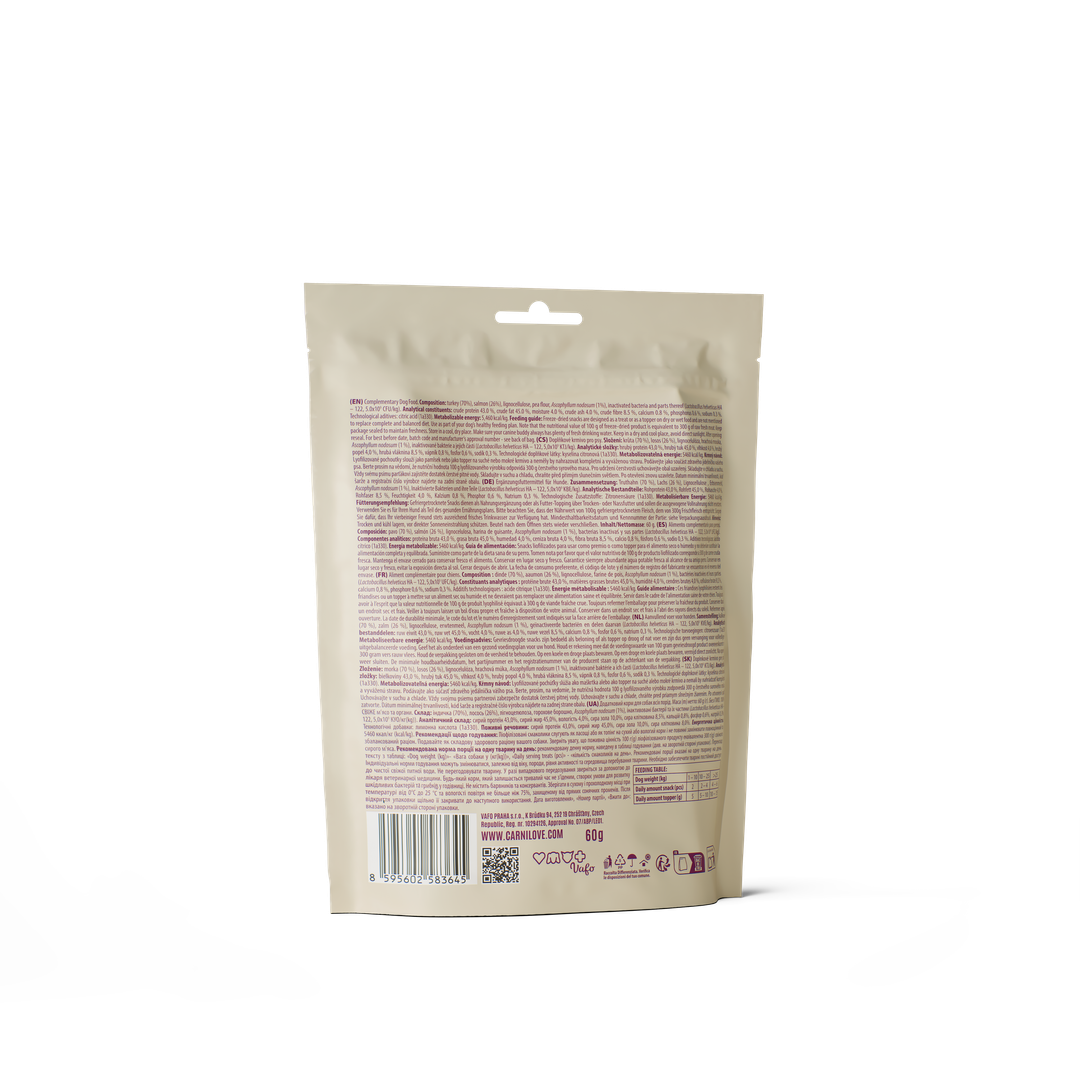 Turkey & Salmon FREEZE DRIED Snack for Dogs 60g