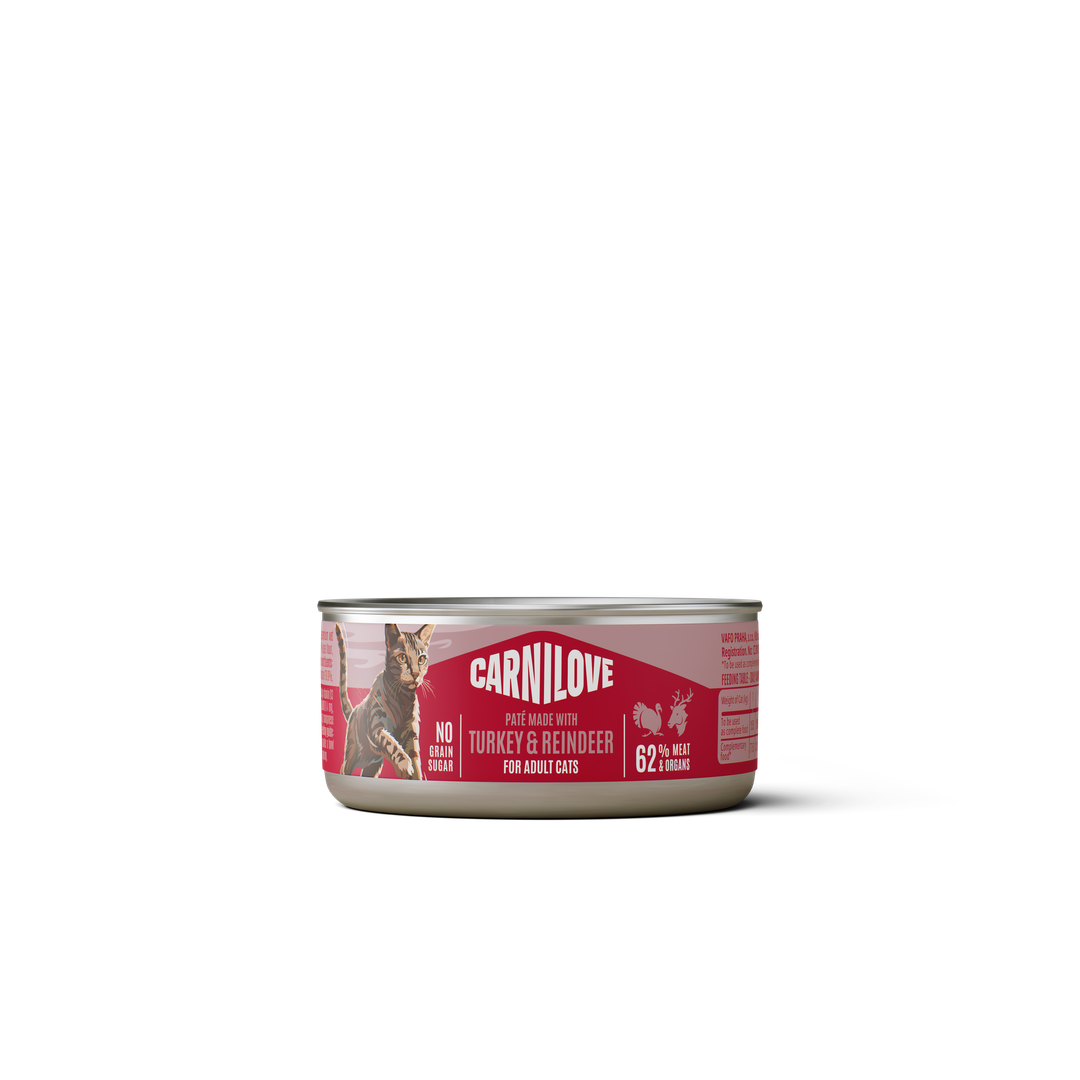 Paté CAN Food Made with Turkey & Reindeer for Cats 100g