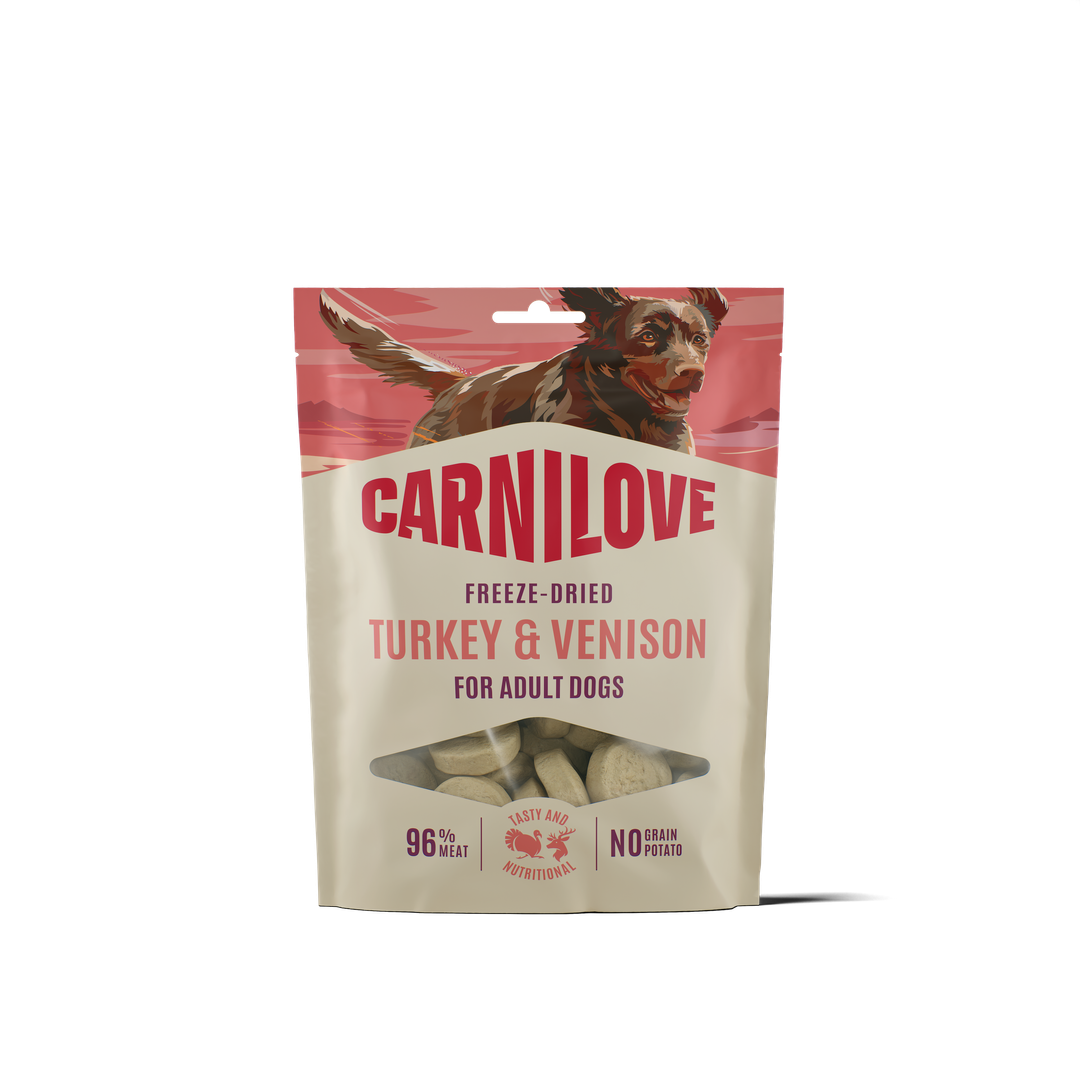 Turkey & Venison FREEZE DRIED Snack for Dogs 60g
