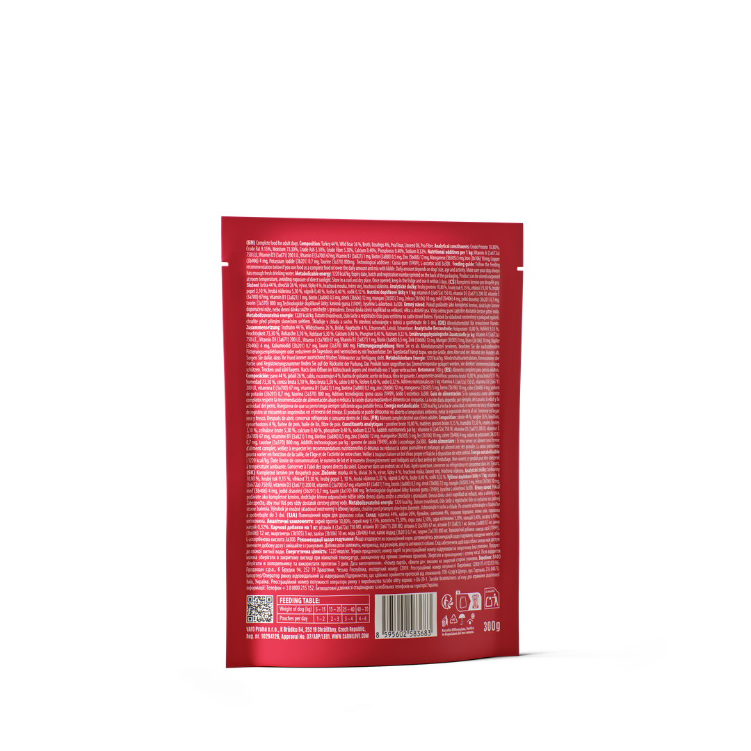 Turkey & Wildboar with Rosehips Dog POUCH Paté 300g