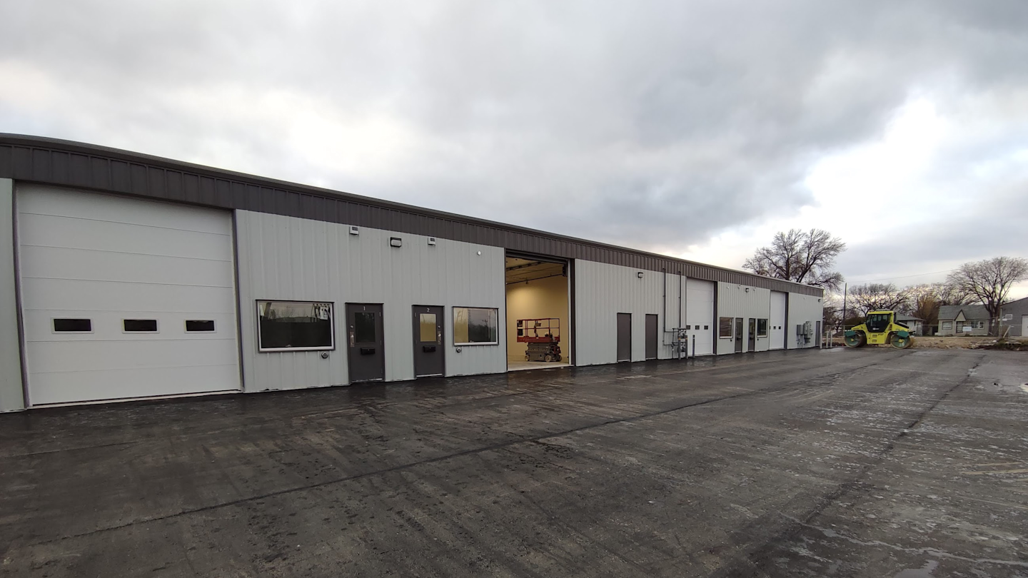 Newly constructed industrial bays in St. Boniface.