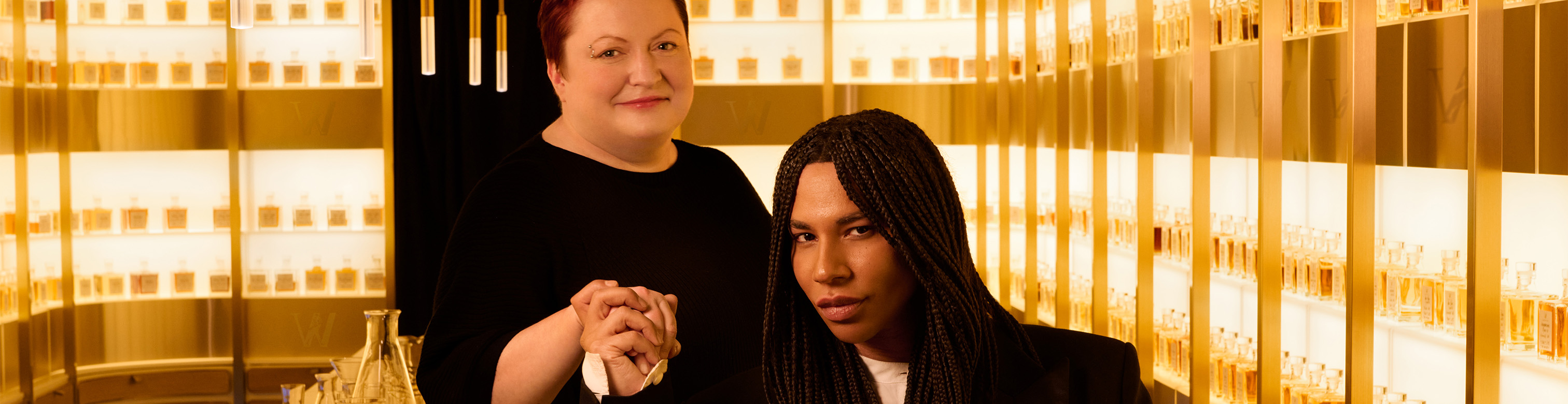 Dr Emma Walker and Olivier Rousteing in Johnnie Walker Vault