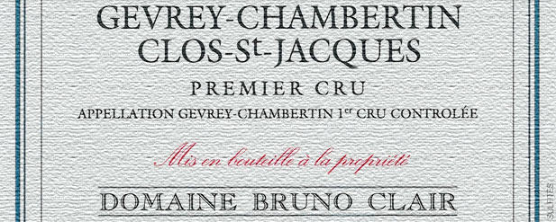 Domaine Bruno Clair wine print tag