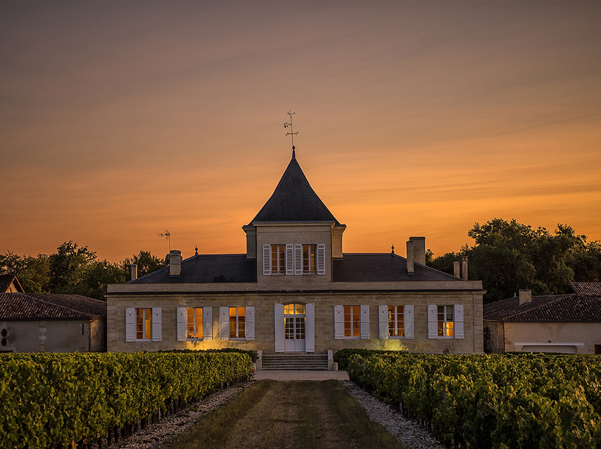 chateau brane cantenac driveway at dusk
