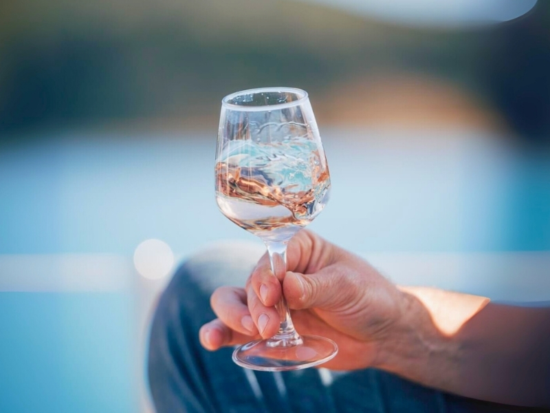 Rose wine in a glass