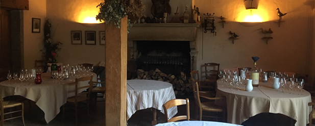 Cosy tables set for wine