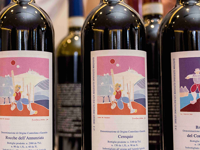 Several bottles of Barolo wines