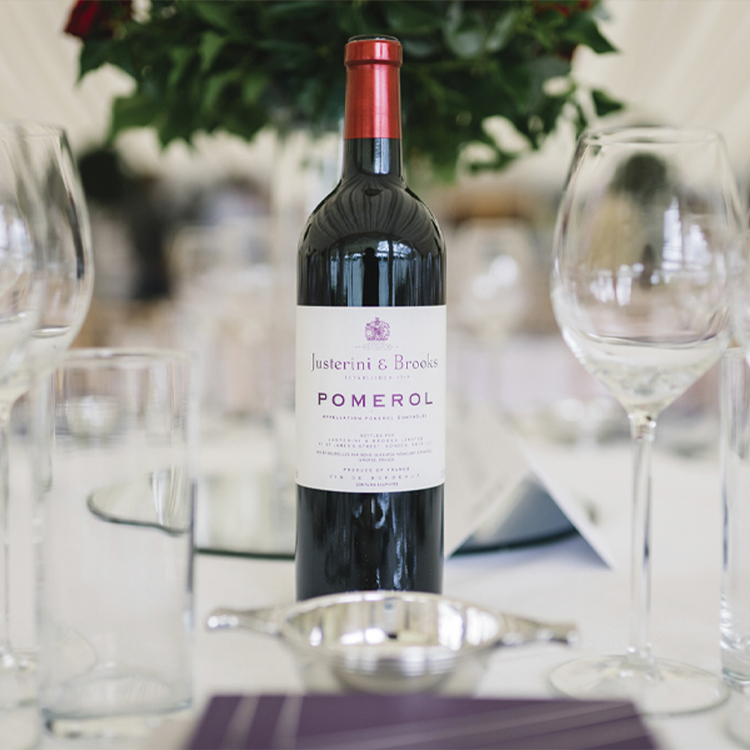 Bottle of Pomerol on a table