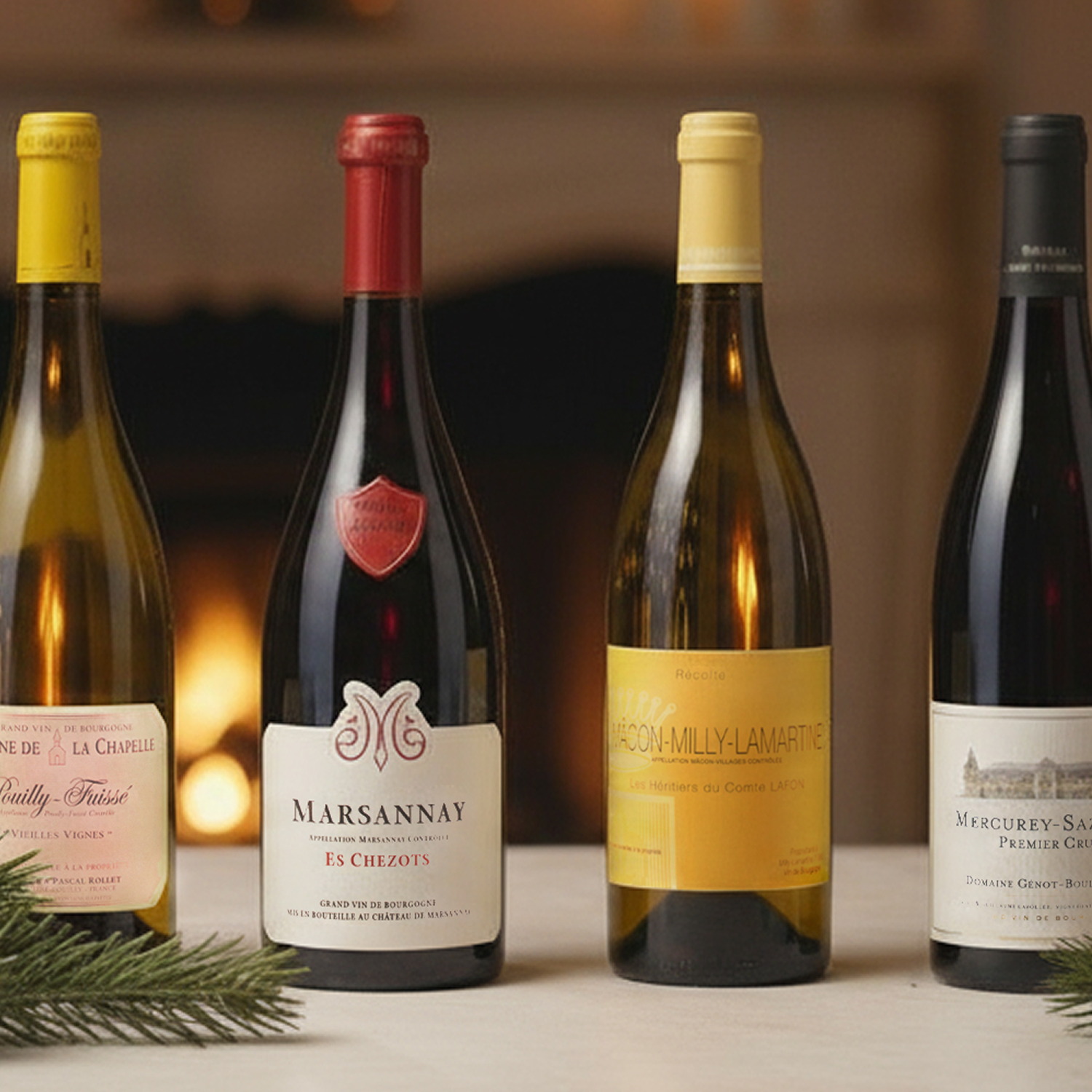 burgundy wines on table