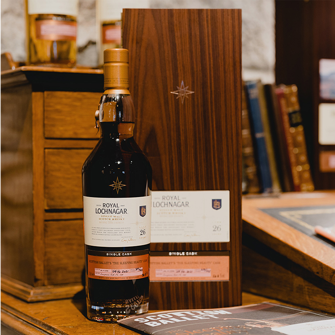 A bottle of Royal Lochnagar Cask of Distinction