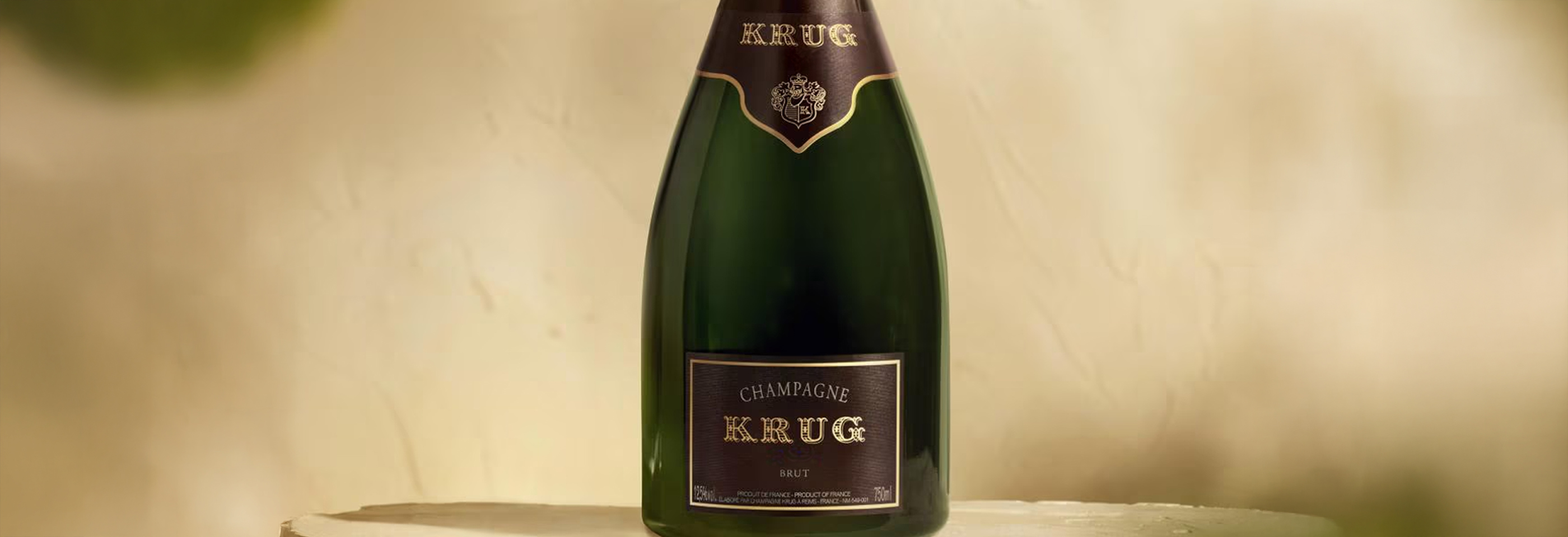 bottle of krug on a table