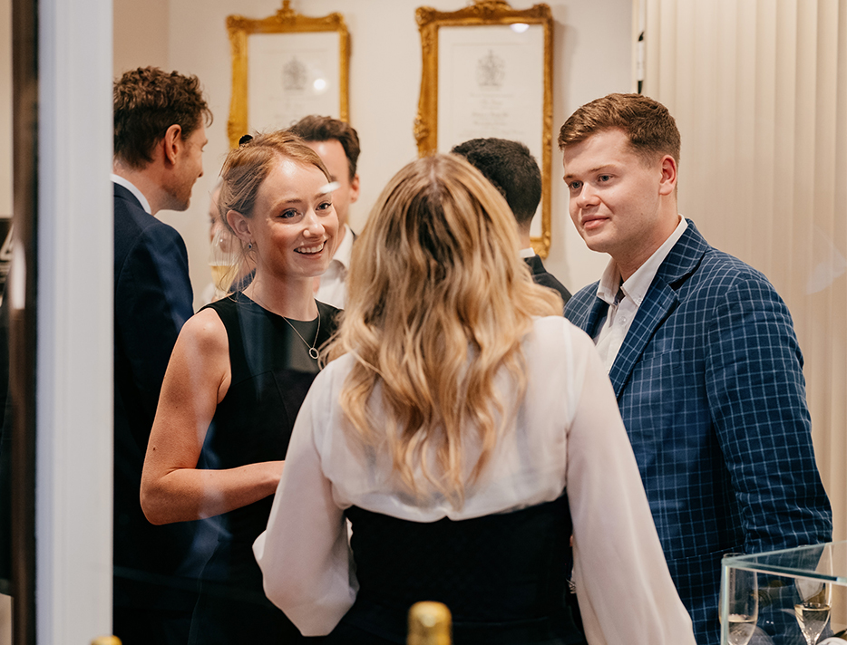 People in the opening of the Justerini & Brooks store in Burlington Arcade