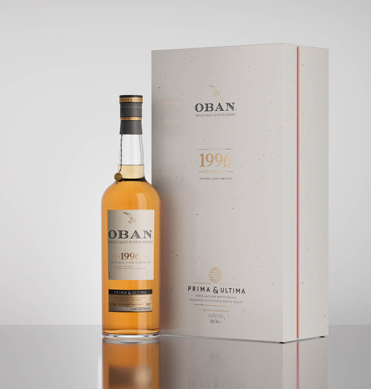 bottle and box on white background
