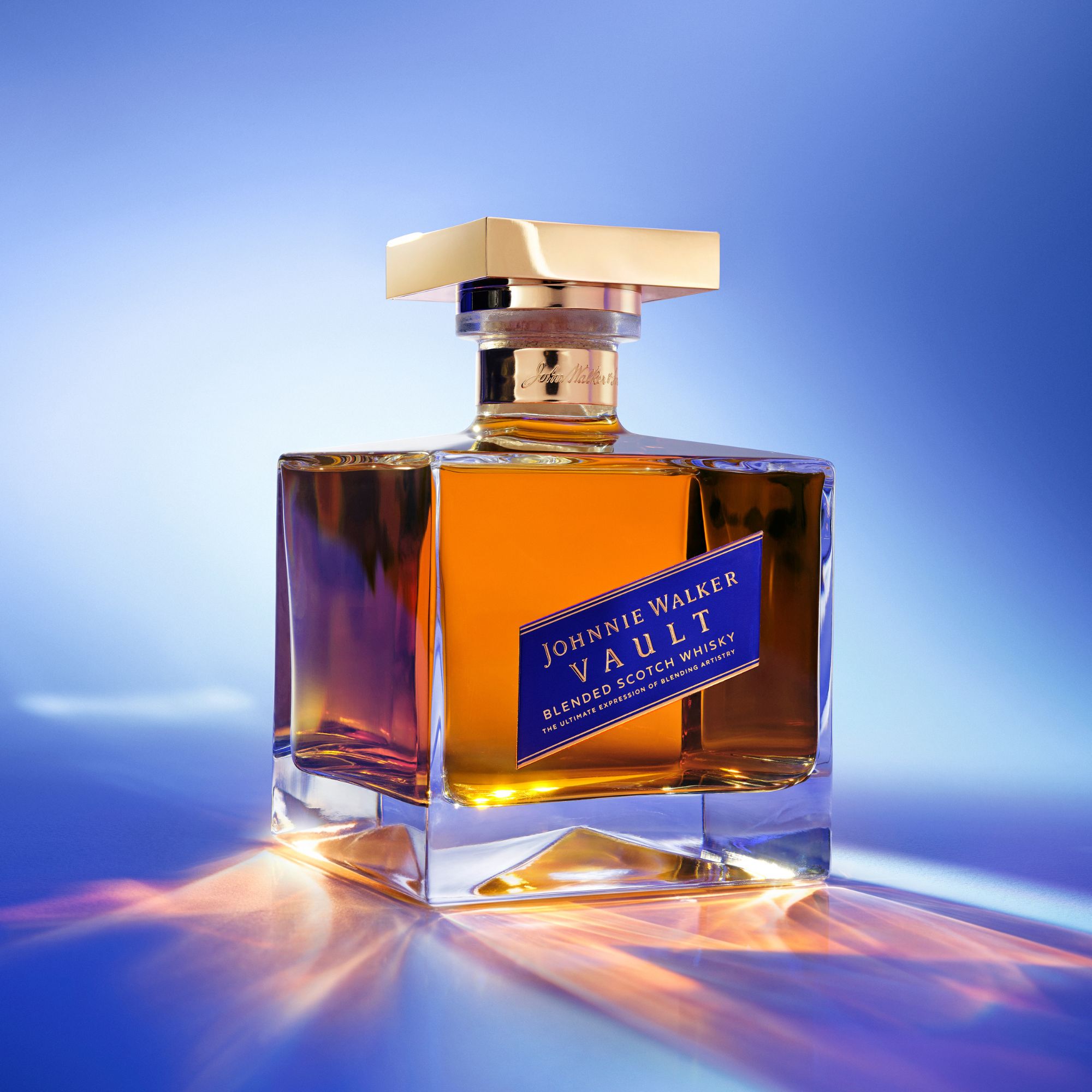 Lifestyle image of whisky bottle and two neat serves