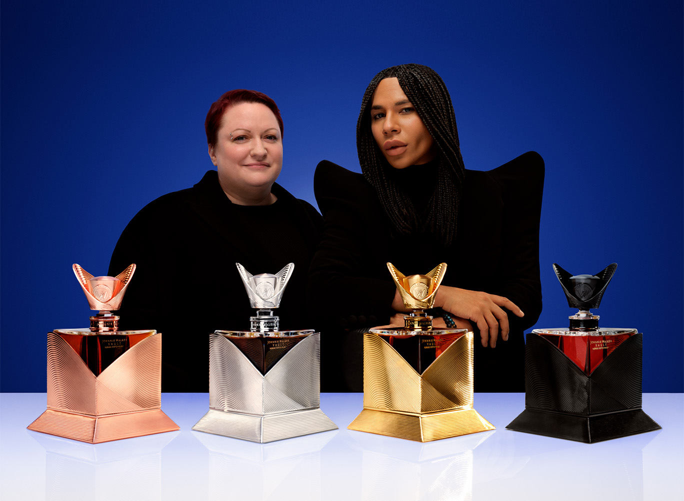 Emma Walker Olivier Rousteing Blueroom with bottles JW Vault
