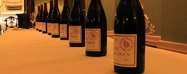 Row of bottles on a table