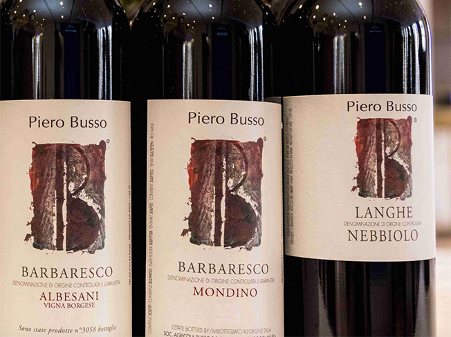 Three bottles of Barbaresco wines in a row