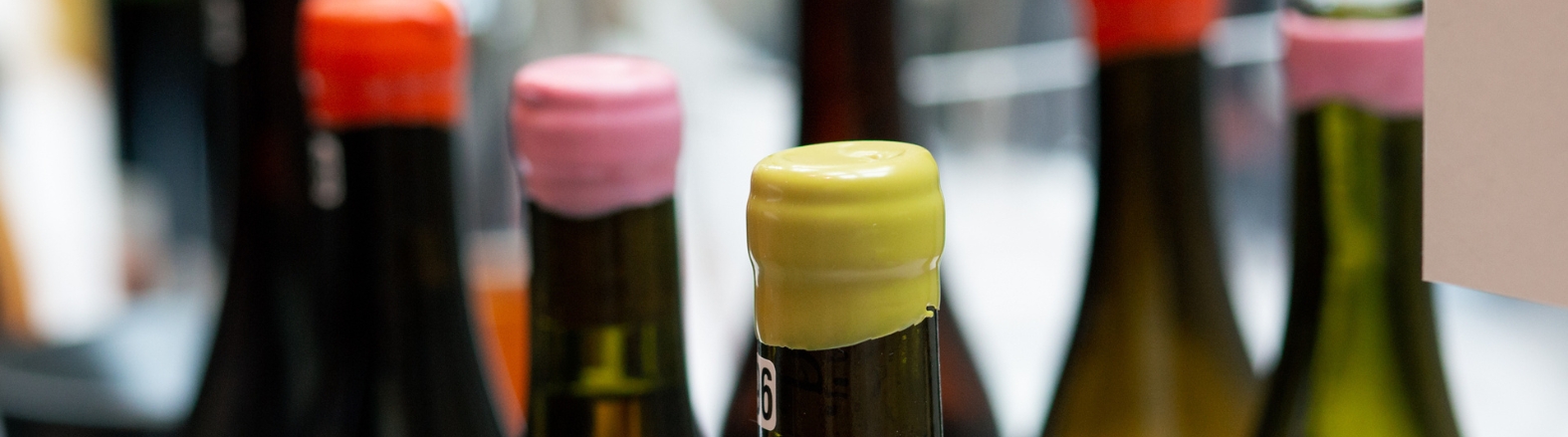 bright coloured bottle tops