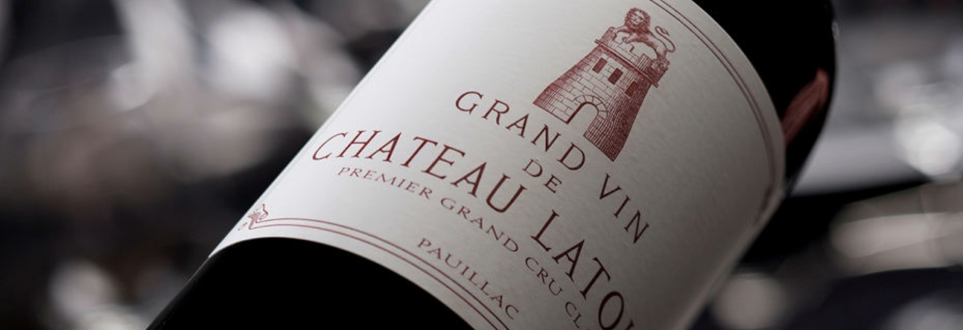 A bottle of Latour with a close up image of the label