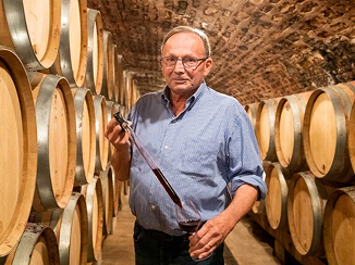 Bruno Clair in his wine cellar